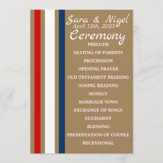 Britisches Mod Red White Blue Hochzeitsprogramm Programm (Vorderseite)