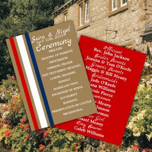 Britisches Mod Red White Blue Hochzeitsprogramm Programm