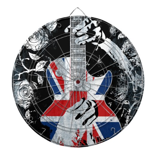 BRITISCHES Musik-Gitarren-Leben Dartscheibe (vorne)