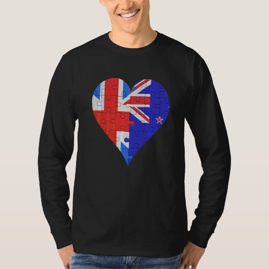 Britisches Neuseeländer-Flaggenherz T-Shirt (Vorderseite)