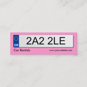 BRITISCHES Nummernschild - Rosa Mini Visitenkarte
