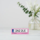 BRITISCHES Nummernschild - Rosa Mini Visitenkarte (Stehend Vorderseite)