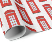 Britisches rotes Telefonzelle-Muster Geschenkpapier (Rolleneckpunkt)