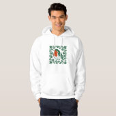 Britisches Rotkehlchen-Linolschnitt-Efeu-Design Hoodie (Vorne ganz)