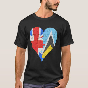 Britisches St. Lucian Flaggenherz T-Shirt
