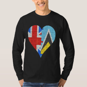 Britisches St. Lucian Flaggenherz T-Shirt