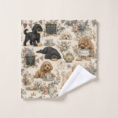Britisches Teezimmer Cockapoo Badezimmer Handtuch  Badhandtuch Set (Waschlappen)