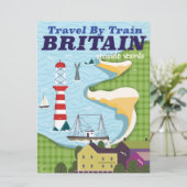 Britisches Vintages Bahnposter Einladung (Stehend Vorderseite)