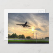 British Airways 747 Sunset Landing Postkarte (Vorne/Hinten)