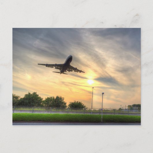 British Airways 747 Sunset Landing Postkarte (Vorderseite)