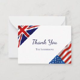 British American Flags Wedding Danke Mitteilungskarte