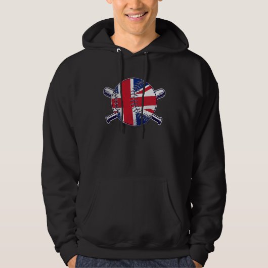 British Baseball Sport United Kingdom Baseball Tea Hoodie (Vorderseite)