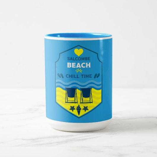 British Beach-Themed-Geschenk Zweifarbige Tasse (Mittel)