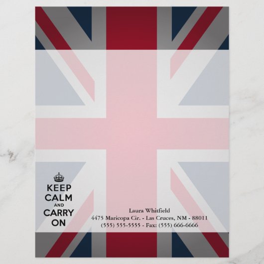 British Behalt Calm Carry Letterhead Stationery Briefkopf (Vorderseite)