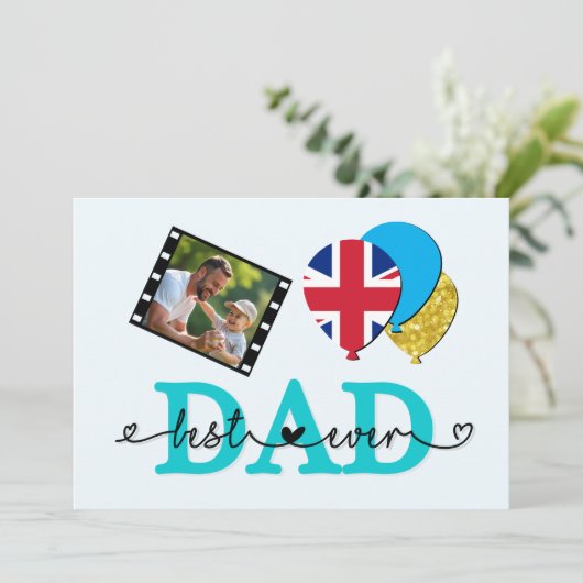 British Best Vater jemals Foto Card, Flag UK Pater Karte (Stehend Vorderseite)