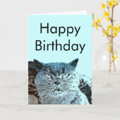 British Blue Cat Birthday Card Karte (Gelbe Blume)