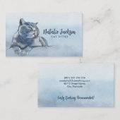 British Blue Cat Watercolor Visitenkarte (Vorne/Hinten)