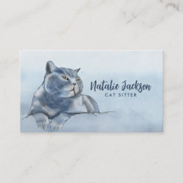 British Blue Cat Watercolor Visitenkarte