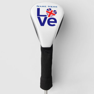 British Blue LIEBE Personalisiert Name Golf Headcover