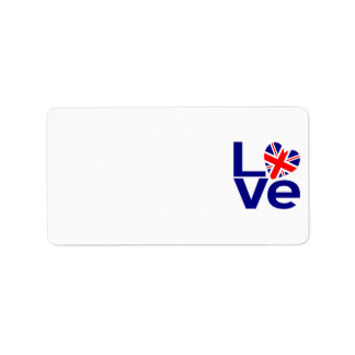 British Blue LIEBE UK Flag Herz Adressaufkleber