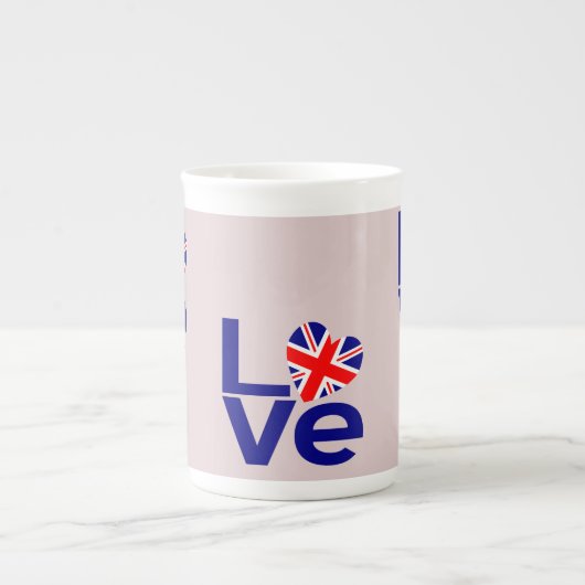 British Blue LIEBE UK Flag Herz Porzellantasse (Vorderseite)