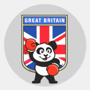 British Boxing Panda Runder Aufkleber