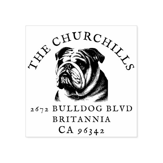 British Bulldog Familienname Rücksendeadresse Gummistempel (Prägung)