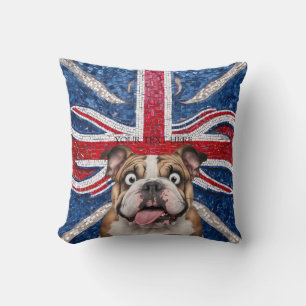 British Bulldog mit Gewerkschaft Flag als Hintergr Kissen