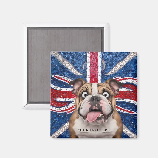 British Bulldog mit Gewerkschaft Flag als Hintergr Magnet (Vorderseite/Rückseite)