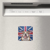 British Bulldog mit Gewerkschaft Flag als Hintergr Magnet (In Situ (Geschirrspüler))