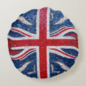British Bulldog mit Gewerkschaft Flag als Hintergr Rundes Kissen (Rückseite)