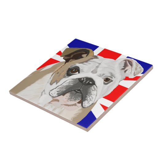 British Bulldog mit Union Jack Fliese (Seite)