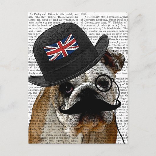 British Bulldog und Bowler Hat Postkarte (Vorderseite)