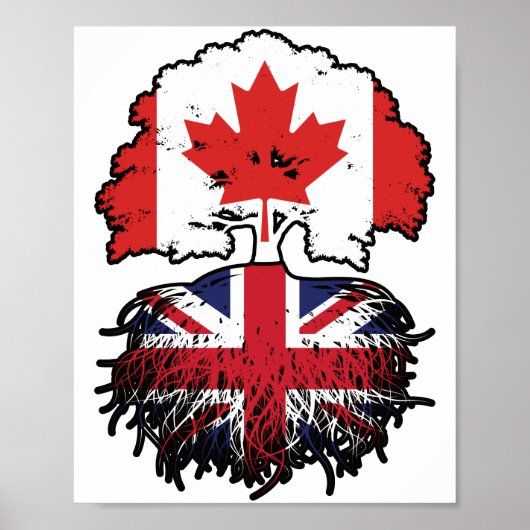 British Canadian Canada Tree Roots Flag Poster (Vorne)