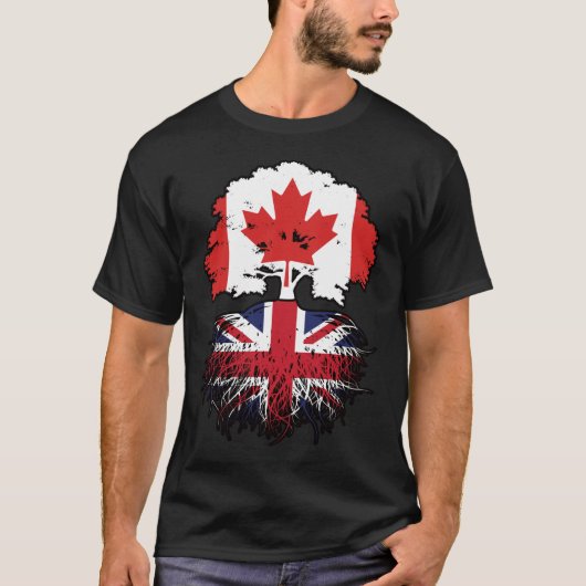 British Canadian Canada Tree Roots Flag T-Shirt (Vorderseite)