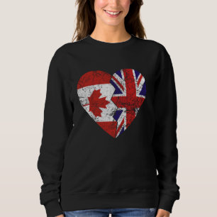 British Canadian Flags Heart Canada Vereinigtes Kö Sweatshirt