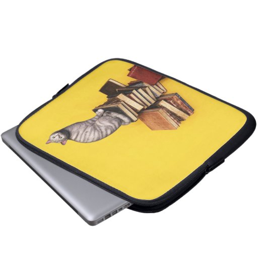 British Cat auf einem Stapel von Büchern Laptop Sl Laptopschutzhülle (Vorne Knopf)