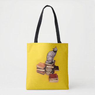 British Cat on a stack of books Tasche