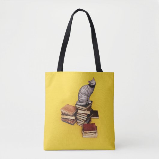 British Cat on a stack of books Tasche (Vorderseite)
