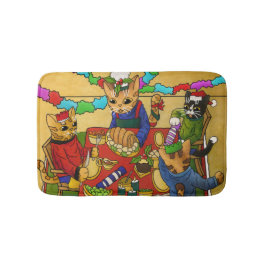 British Christmas Dinner Cats Badematte