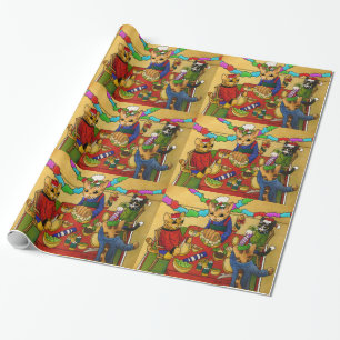 British Christmas Dinner Cats Geschenkpapier