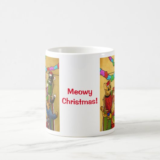 British Christmas Dinner Cats Kaffeetasse (Mittel)