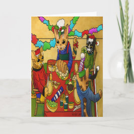 British Christmas Dinner Cats Karte