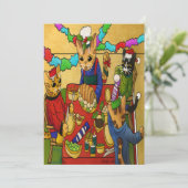 British Christmas Dinner Cats Karte (Stehend Vorderseite)