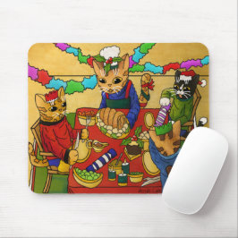 British Christmas Dinner Cats Mousepad