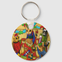 British Christmas Dinner Cats Schlüsselanhänger