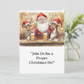 British Christmas Party Reindeer Bartender Einladung (Stehend Vorderseite)