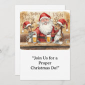 British Christmas Party Reindeer Bartender Einladung (Vorne/Hinten)