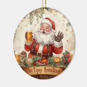 British Christmas Party Santa in the pub Keramik Ornament (Links)