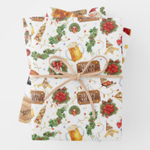 British Christmas Wrapping Paper Santa Claus